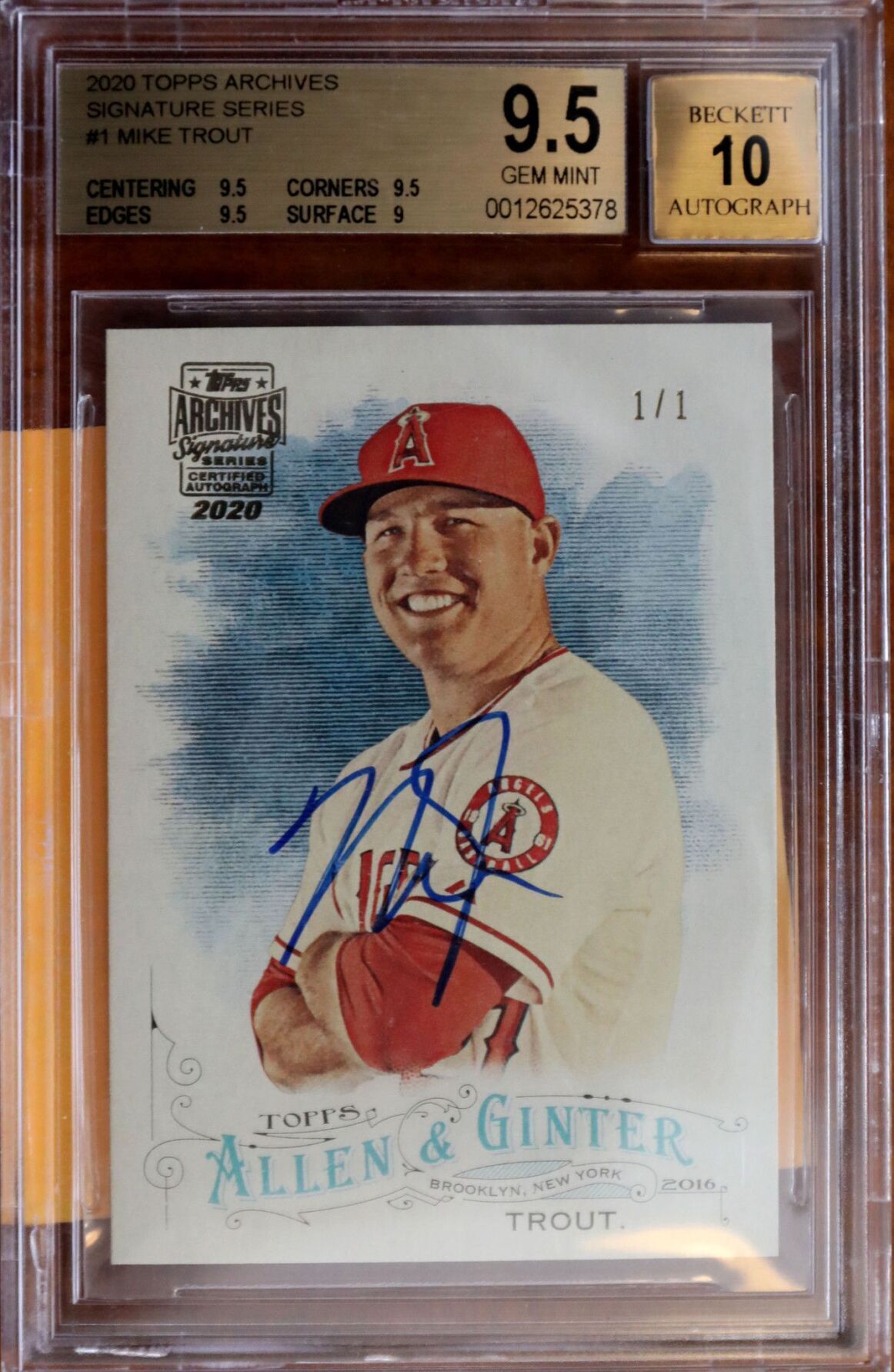 Baseball card of Anaheim Angels player Mike Trout.